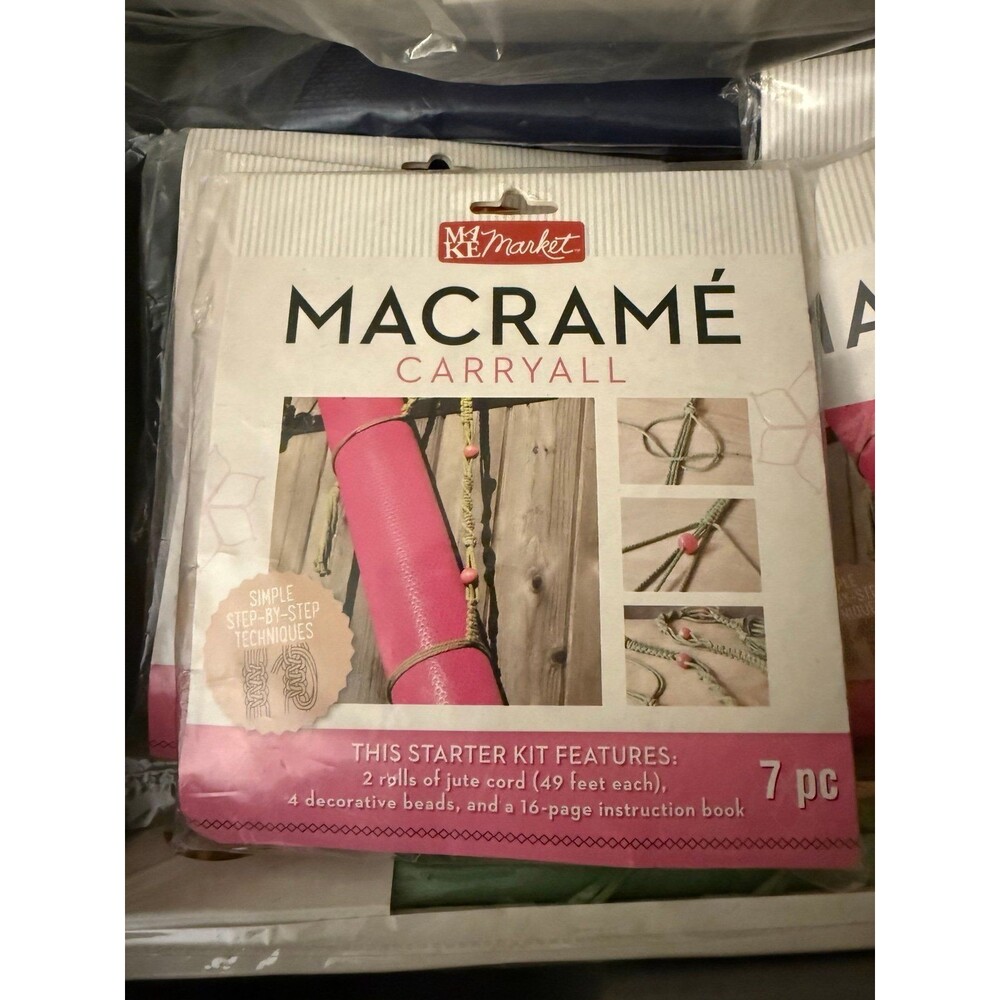 NEW Make Market Macrame Carryall Yoga Mat 7 Pc Starter Kit Jute Easy Beginner x5